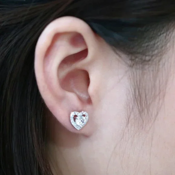 💥Lovely Round Dainty Zircon Hollow Heart Earrings for Women, UNVN12424 - Picture 3 of 5